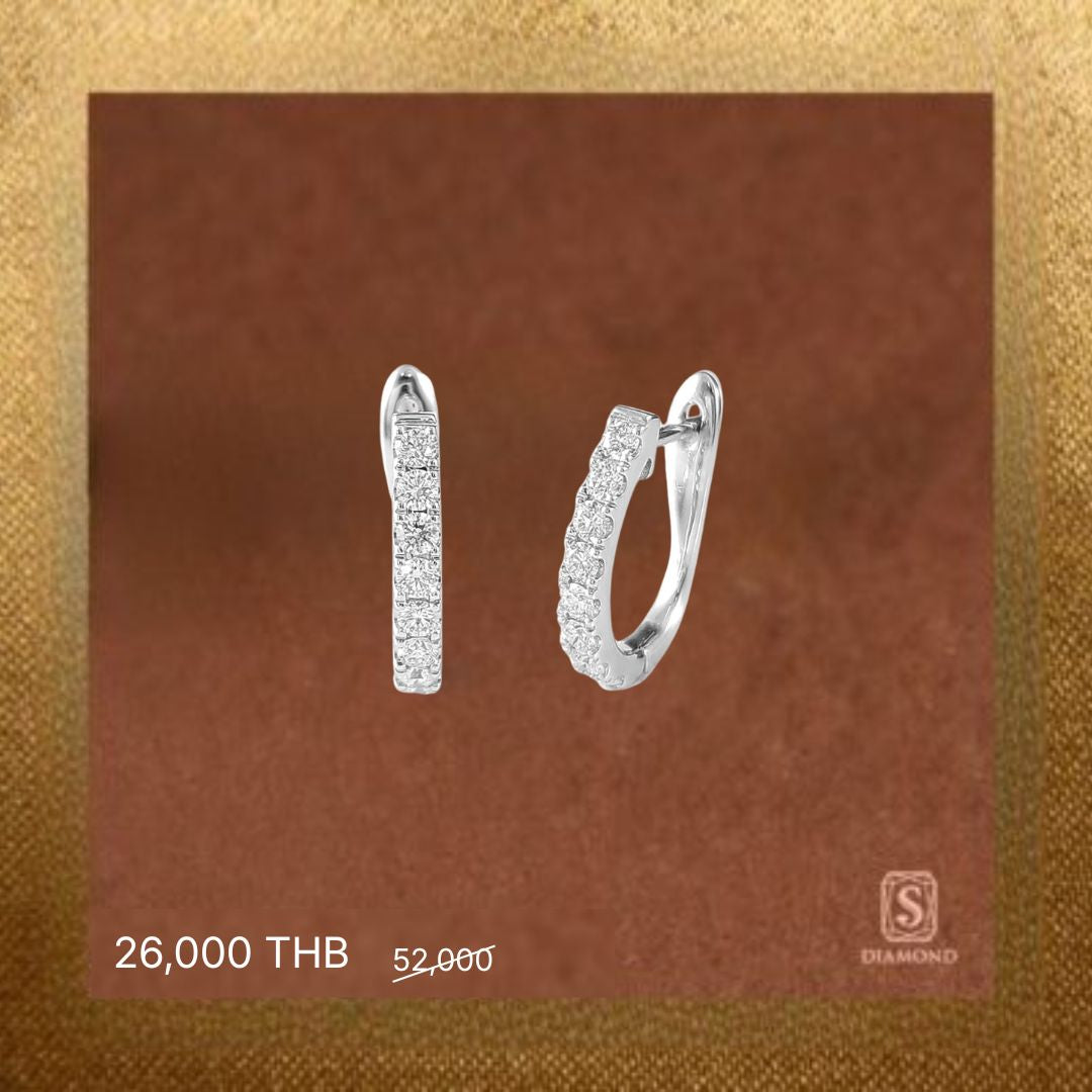 Earring Promotion 13 natural diamond earrings, ต่างหูเพชรแท้ S.Diamond Bangkok