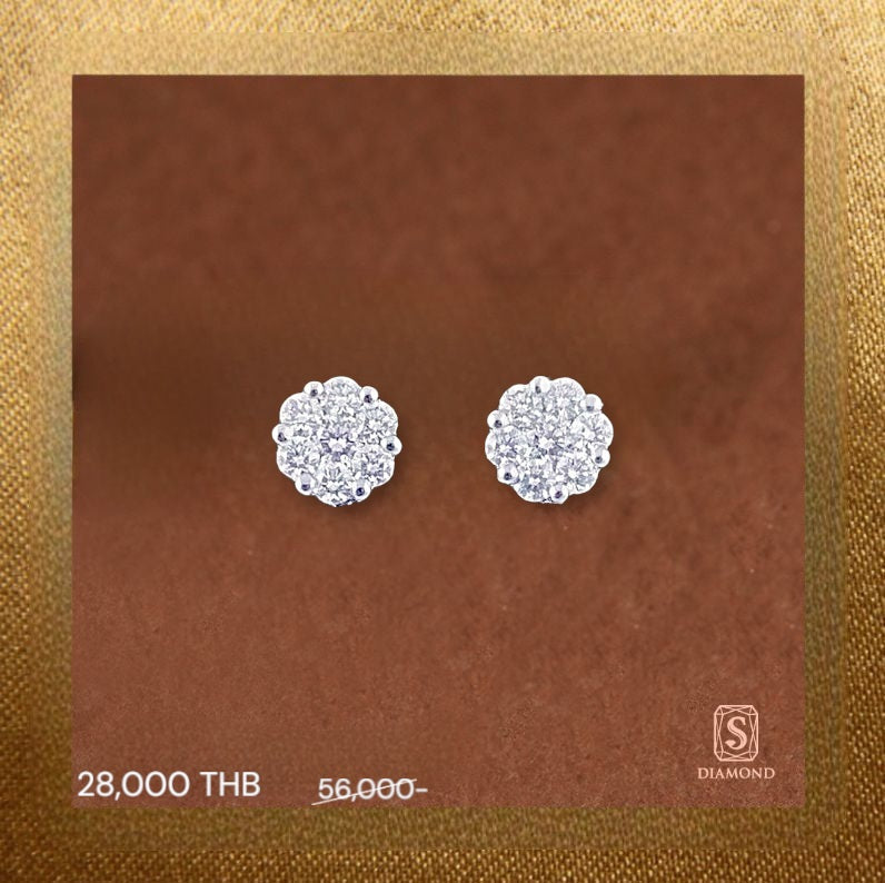 Earring Promotion 15 natural diamond earrings, ต่างหูเพชรแท้ S.Diamond Bangkok