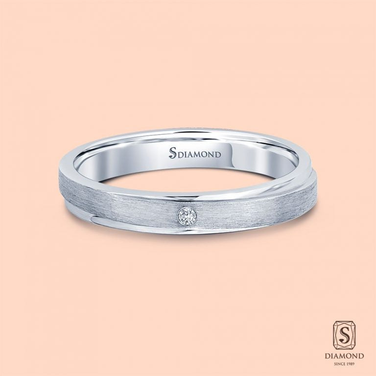 แหวนชาย Cross Satin Step Single Diamond Mini