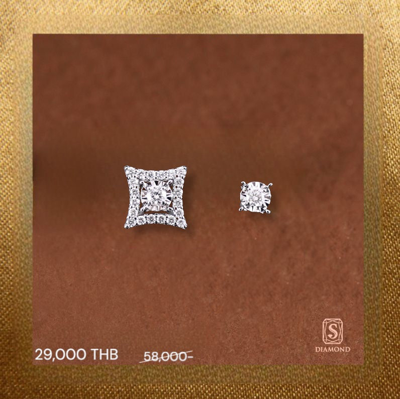 Earring Promotion 16 natural diamond earrings, ต่างหูเพชรแท้ S.Diamond Bangkok
