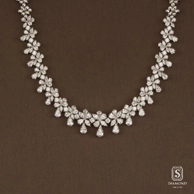 The Grand Aura Diamond Necklace | สร้อยคอเจ้าสาว สร้อยคอเพชรแท้  GIA ดีไซน์มิกซ์เชปแฟนซีเรียงซ้อนหรูหราอลังการ