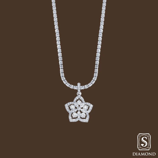 The Majestic Fortune Diamond Necklace | สร้อยคอ ทองขาวอิตาลี่ GIA ดีไซน์ดอกไม้แห่งความโชคดี