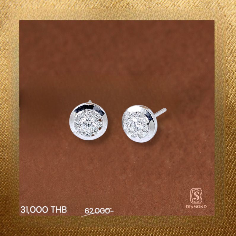 Earring Promotion 20 natural diamond earrings, ต่างหูเพชรแท้ S.Diamond Bangkok