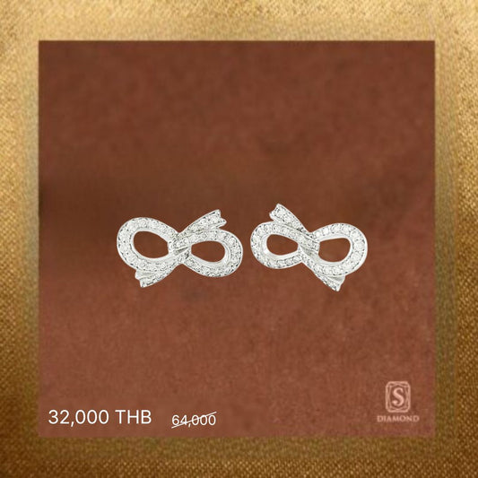The Infinity Grace Diamond Earrings handcrafted in 18K White Gold with Natural Diamonds and optional GIA Certified diamonds by S.Diamond Bangkok Thailand