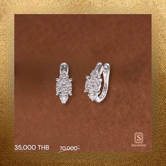 The Royale Fleur Marquise Hoop Diamond Earrings ต่างหูห่วงเพชรแท้ Marquise Floral Cluster ตัวเรือนทองคำแท้ 18K White Gold พร้อมใบเซอร์ GIA จาก S.Diamond Bangkok Thailand