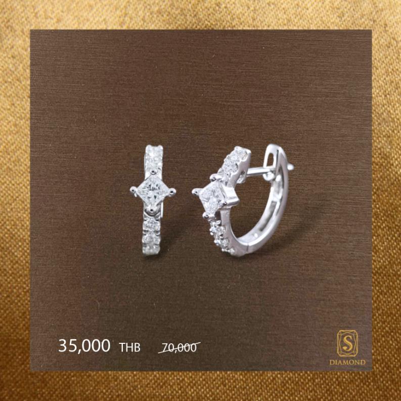 Earring Promotion 28 natural diamond earrings, ต่างหูเพชรแท้ S.Diamond Bangkok