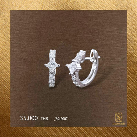 The Celestial Marquise Crown Hoop Diamond Earrings handcrafted in 18K White Gold with Natural Marquise Diamonds and optional GIA Certified diamonds by S.Diamond Bangkok Thailand