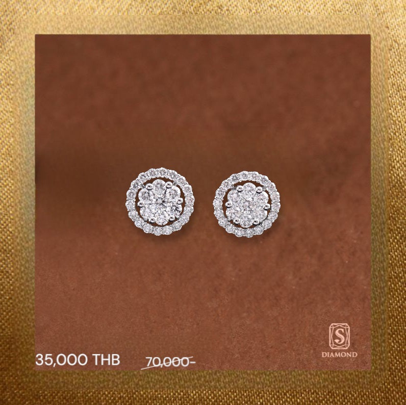 Earring Promotion 29 natural diamond earrings, ต่างหูเพชรแท้ S.Diamond Bangkok