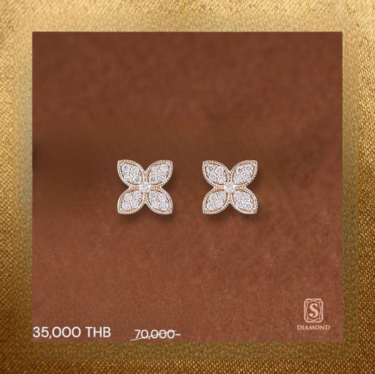 The Fleur Étoile Marquise Diamond Stud Earrings handcrafted in 18K White Gold with Natural Marquise Diamonds in a floral design by S.Diamond Bangkok Thailand