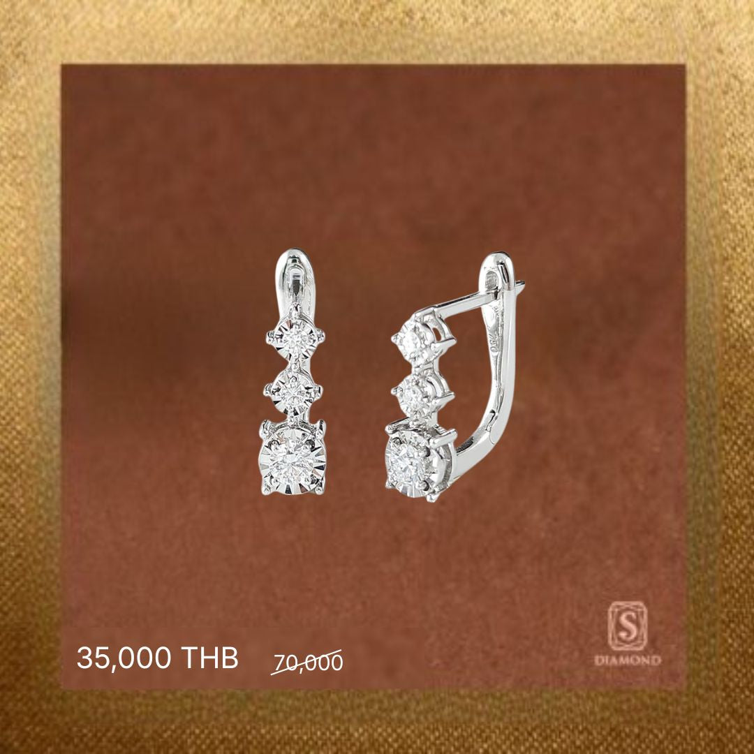 Earring Promotion 25 natural diamond earrings, ต่างหูเพชรแท้ S.Diamond Bangkok