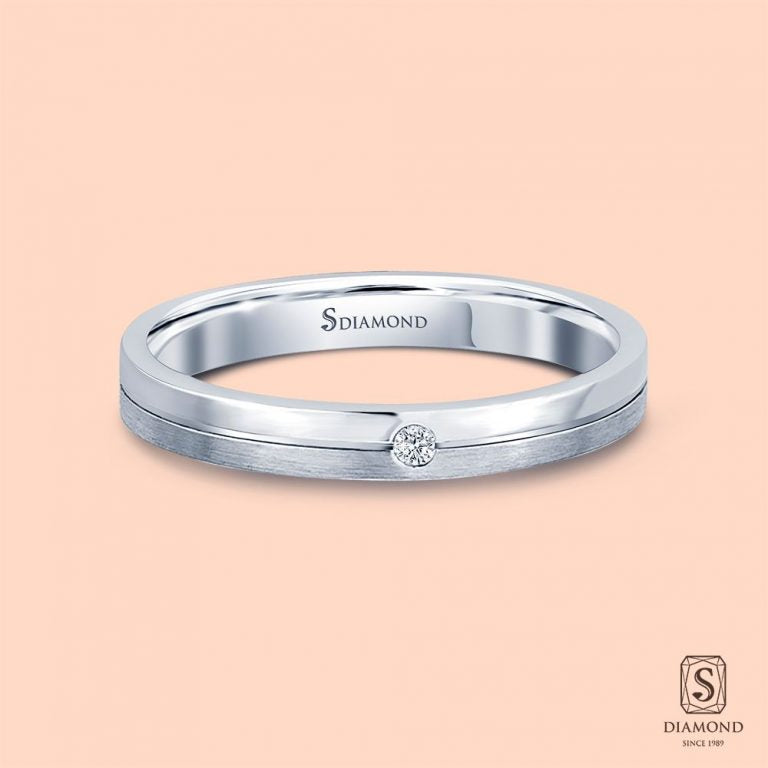 แหวนชาย Half Satin Single Diamond