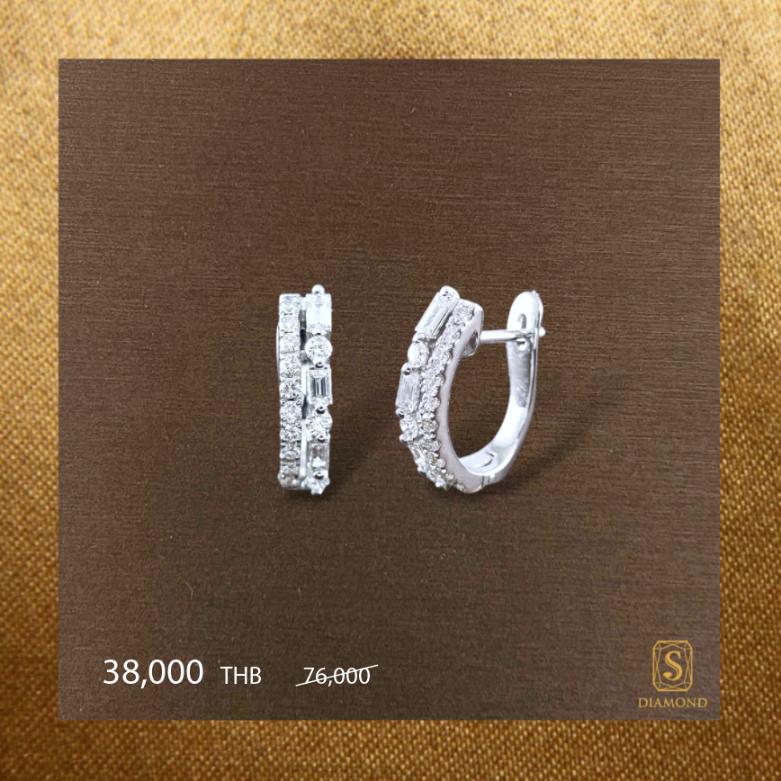 Earring Promotion 31 natural diamond earrings, ต่างหูเพชรแท้ S.Diamond Bangkok