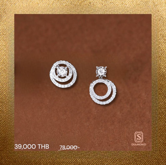 The Celestia Orbit Convertible Diamond Earrings handcrafted in 18K White Gold with Natural Diamonds and optional GIA Certified center diamond by S.Diamond Bangkok Thailand