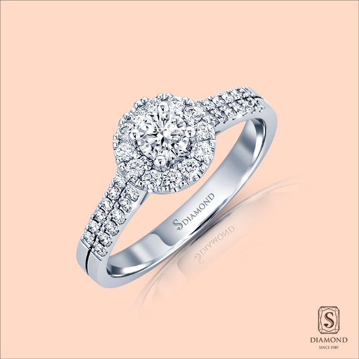 แหวนแต่งงาน Halo Diamond Double Band