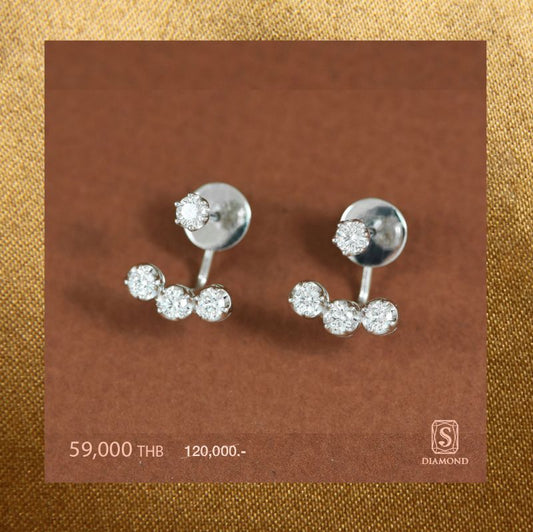 Earring Promotion 37 natural diamond earrings, ต่างหูเพชรแท้ S.Diamond Bangkok