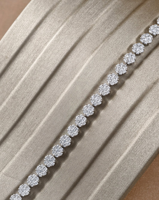 Floral cluster natural diamond tennis bracelet by S.Diamond Bangkok