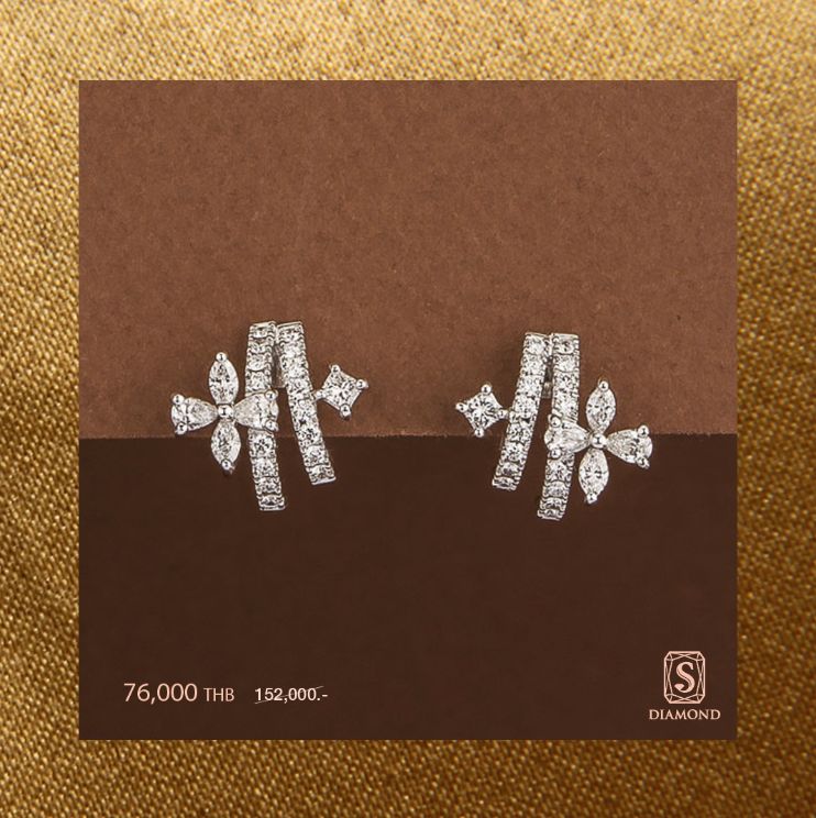 Earring Promotion 40 natural diamond earrings, ต่างหูเพชรแท้ S.Diamond Bangkok