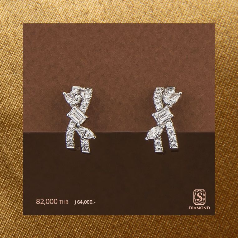 Earring Promotion 41 natural diamond earrings, ต่างหูเพชรแท้ S.Diamond Bangkok