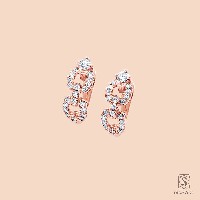 Chain Of Love Earring in 18K Pink Gold