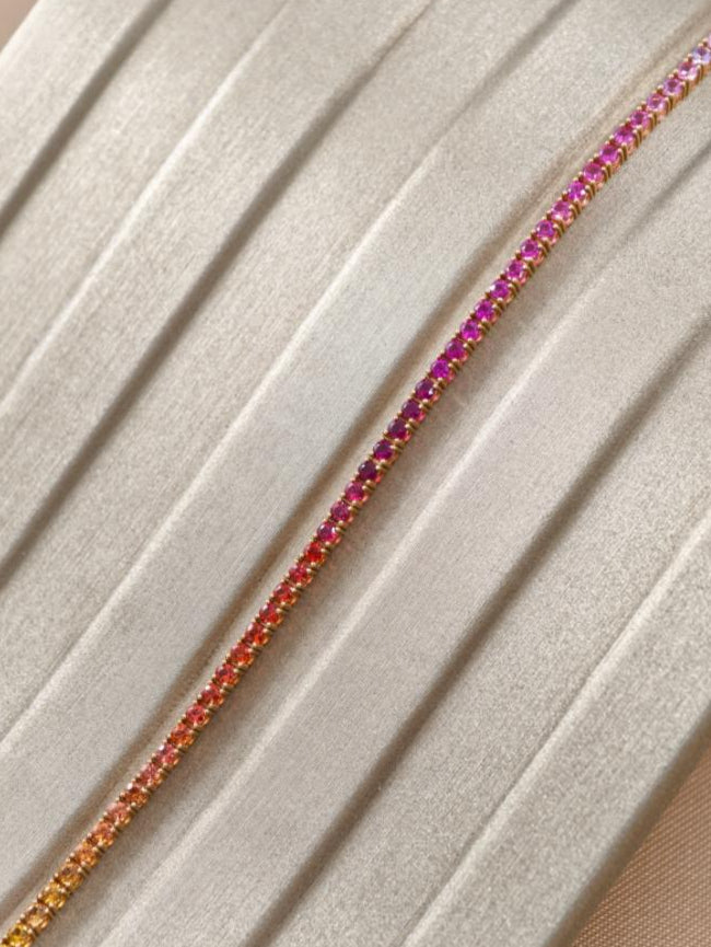 Rainbow sapphire tennis bracelet