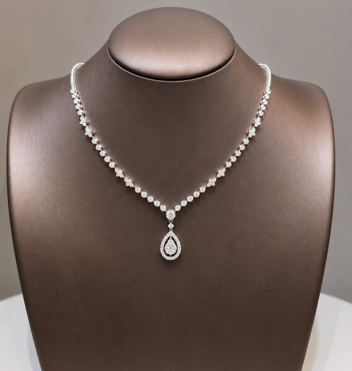 The Regal Pear-Aura Diamond Necklaces | GIA Certified Pear Halo Diamond Necklace by S.Diamond
