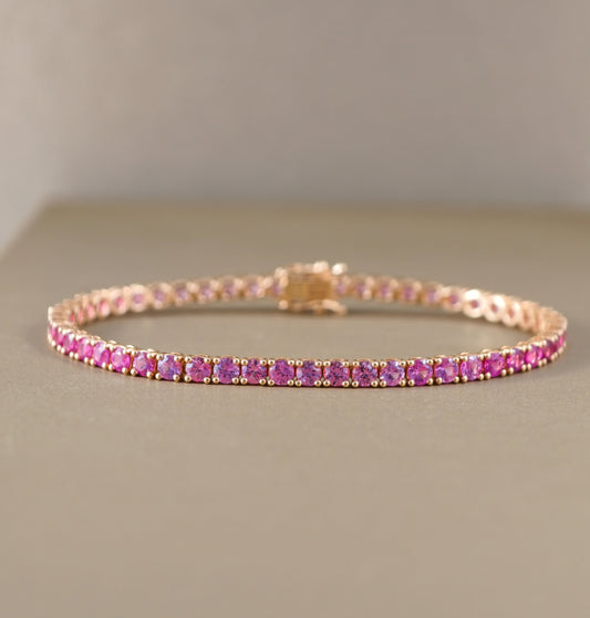 Pink sapphire ombre tennis bracelet