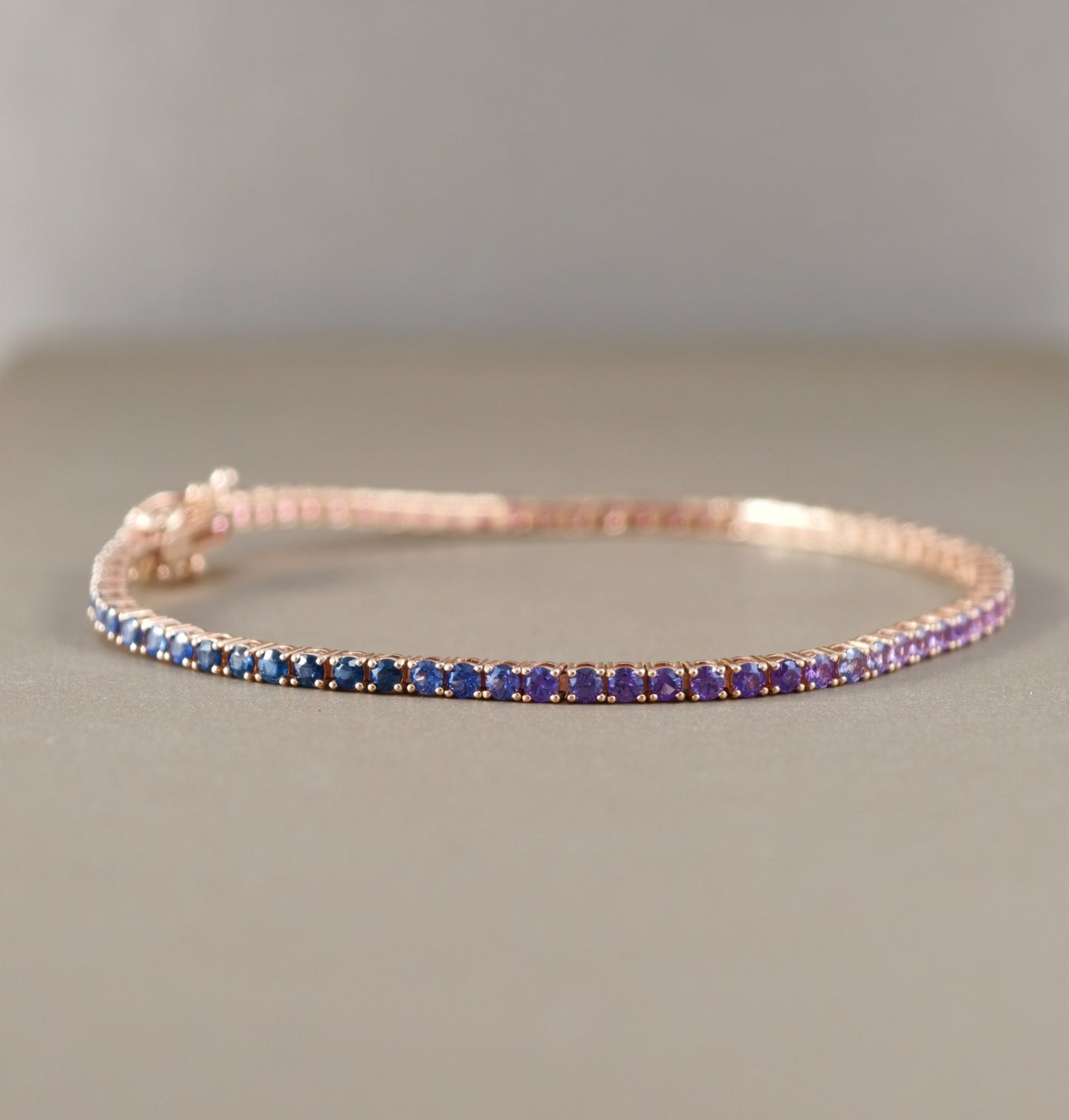 Pink to Blue sapphire ombre tennis bracelet