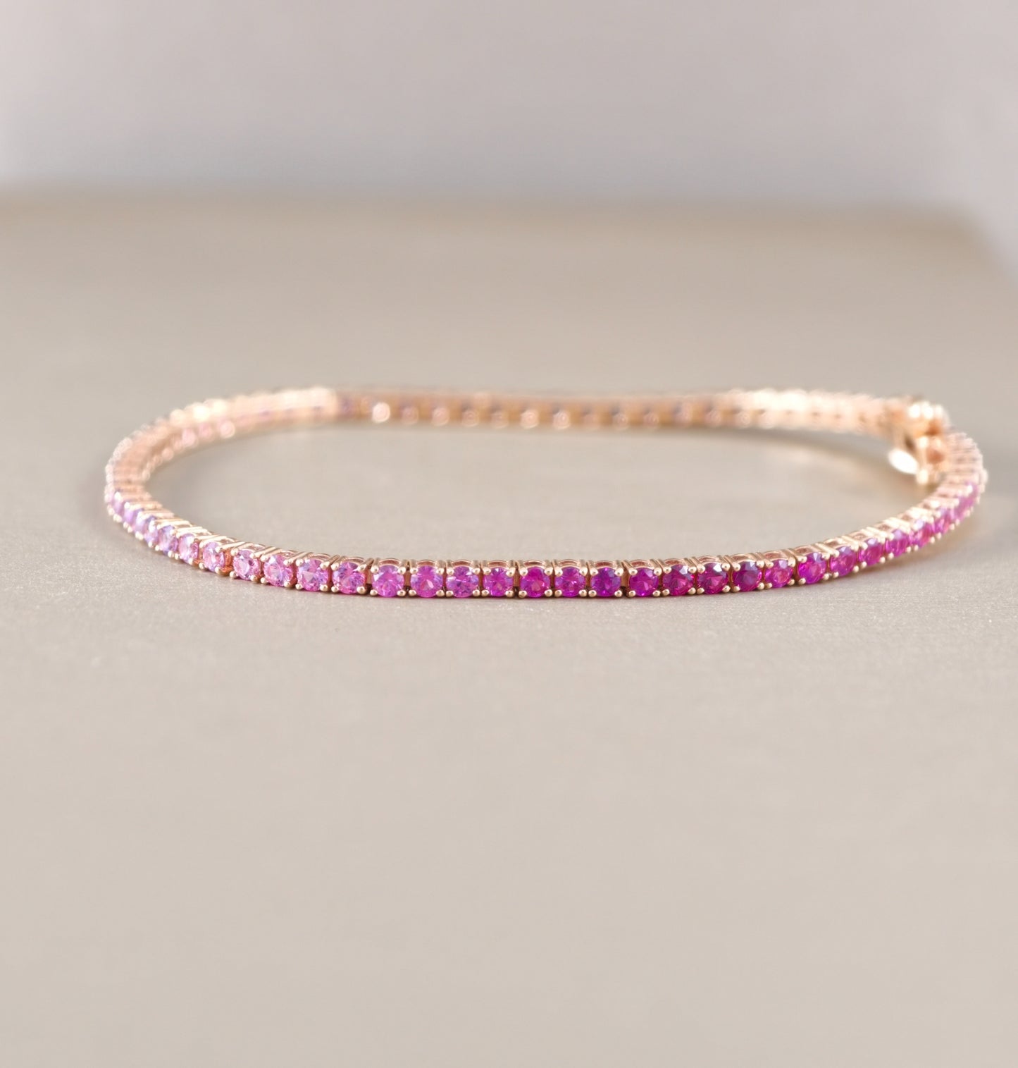 Pink to Blue sapphire ombre tennis bracelet