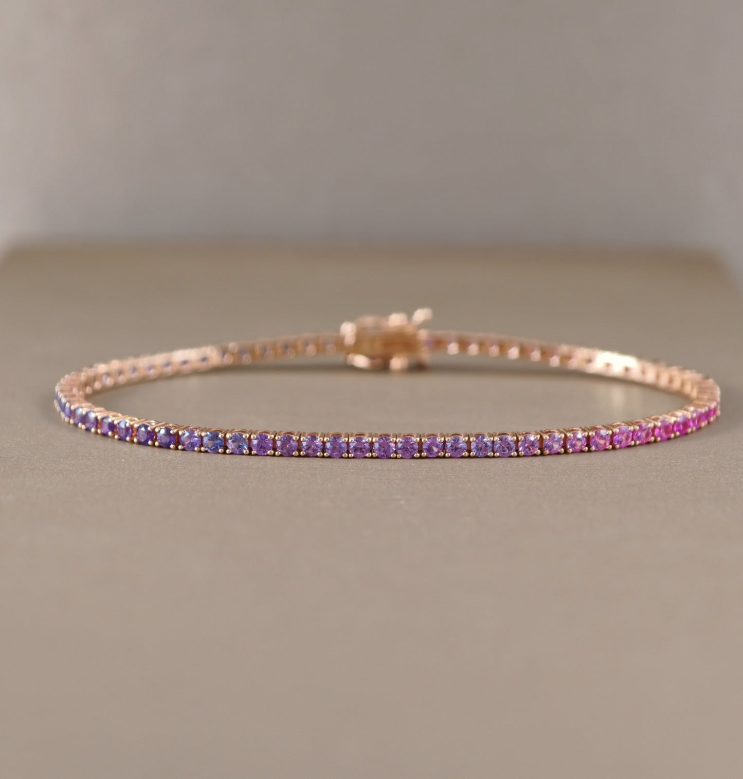 Pink to Blue sapphire ombre tennis bracelet