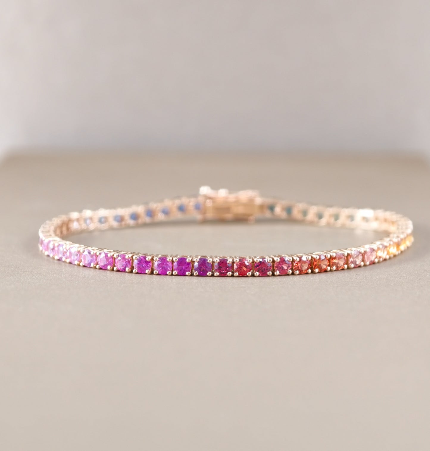 Rainbow sapphire tennis bracelet