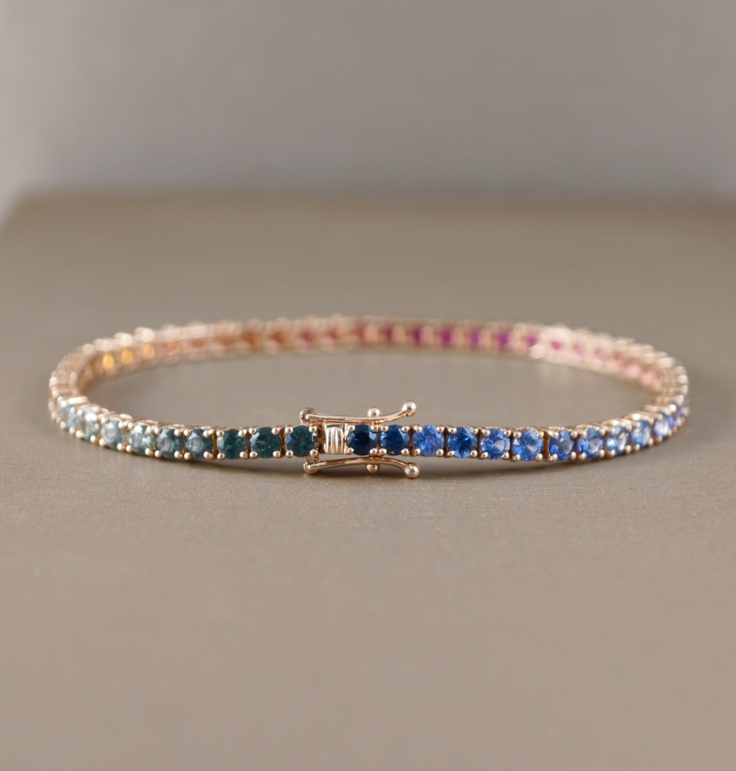 Rainbow sapphire tennis bracelet