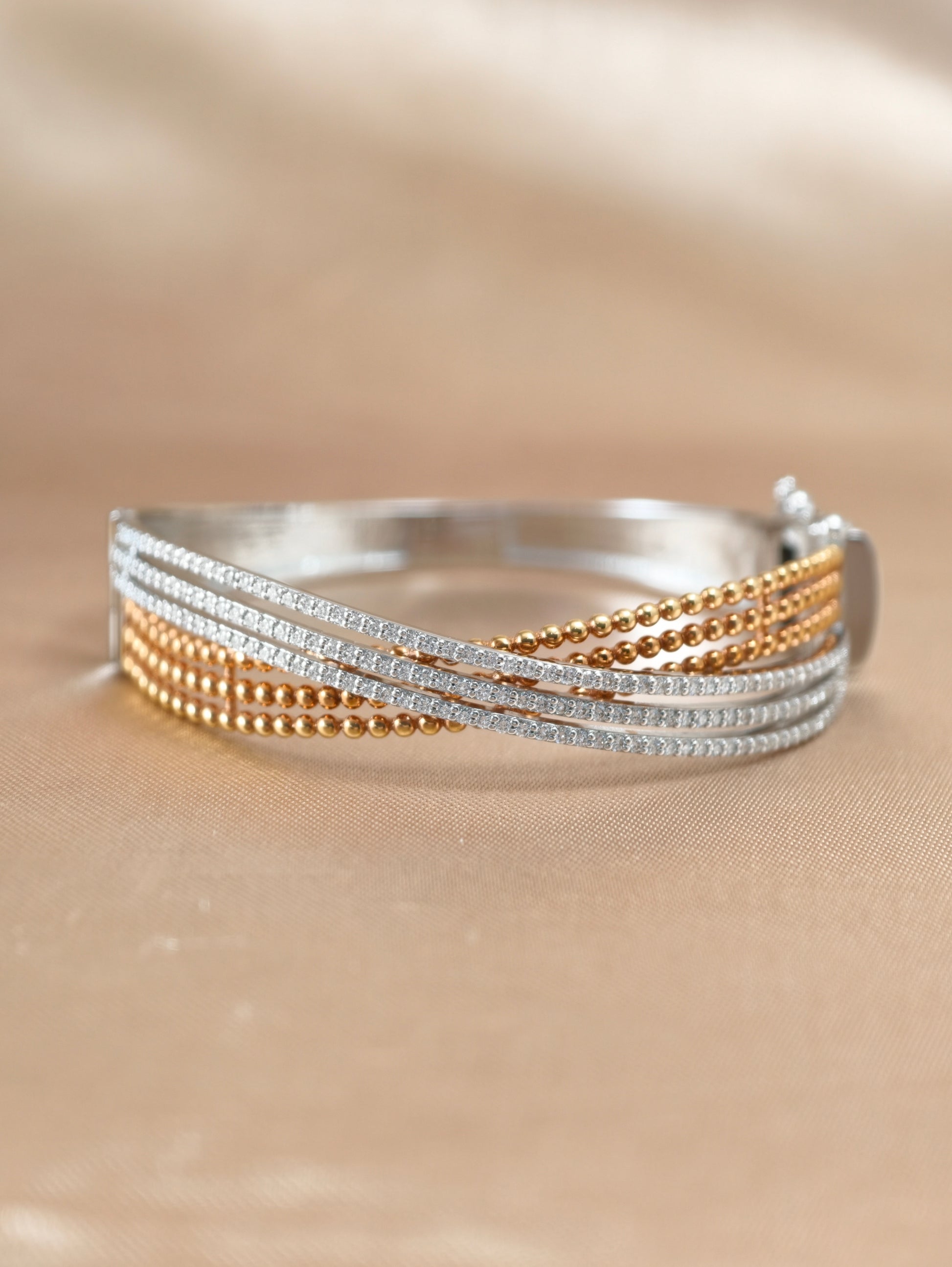 Aurielle Natural Diamond Multi Row Bangle in 18K White Gold and Rose Gold by S.Diamond Bangkok Thailand