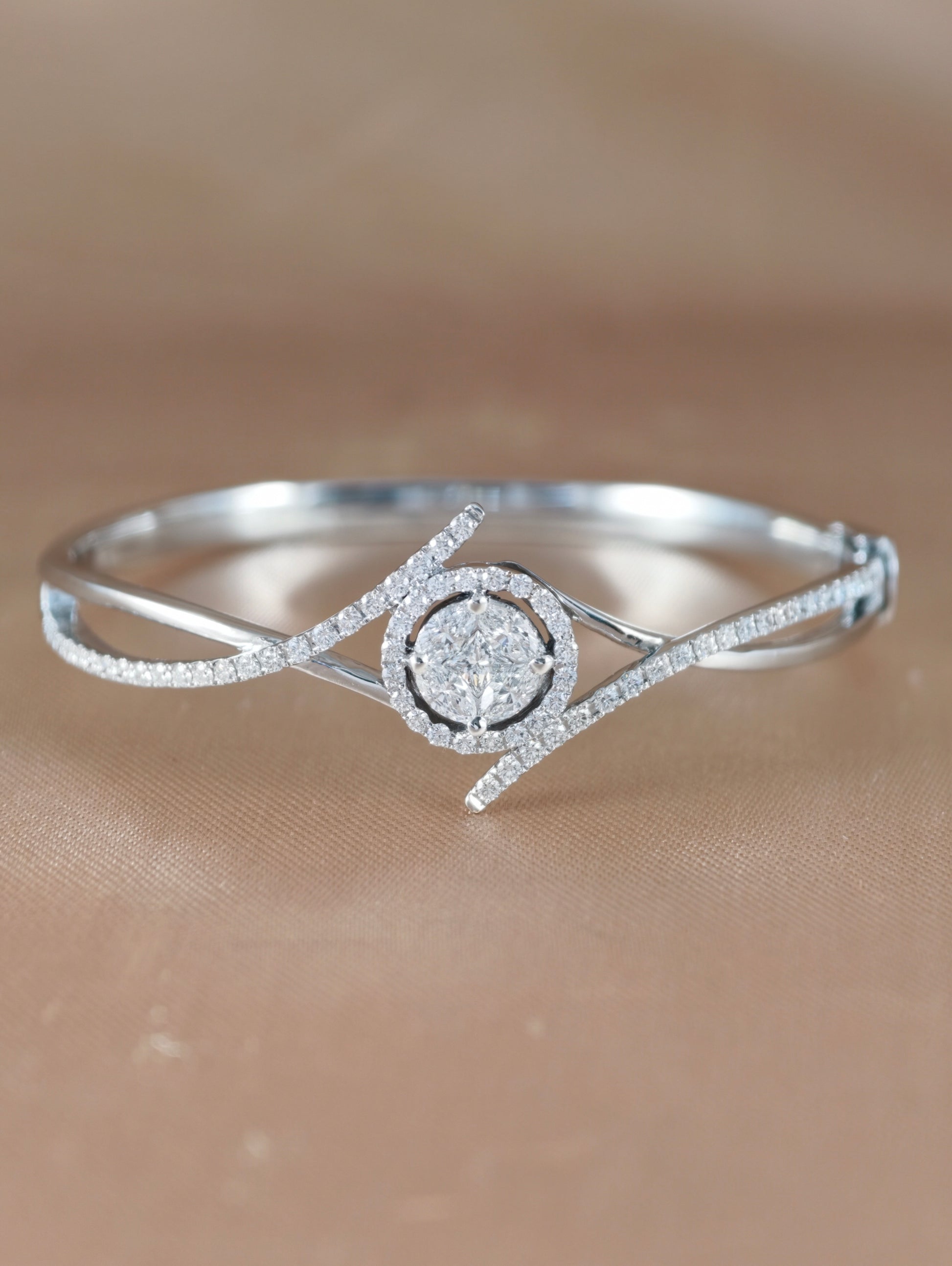 Aurelia Infinity Natural Diamond Bangle in 18K White Gold by S.Diamond Bangkok Thailand