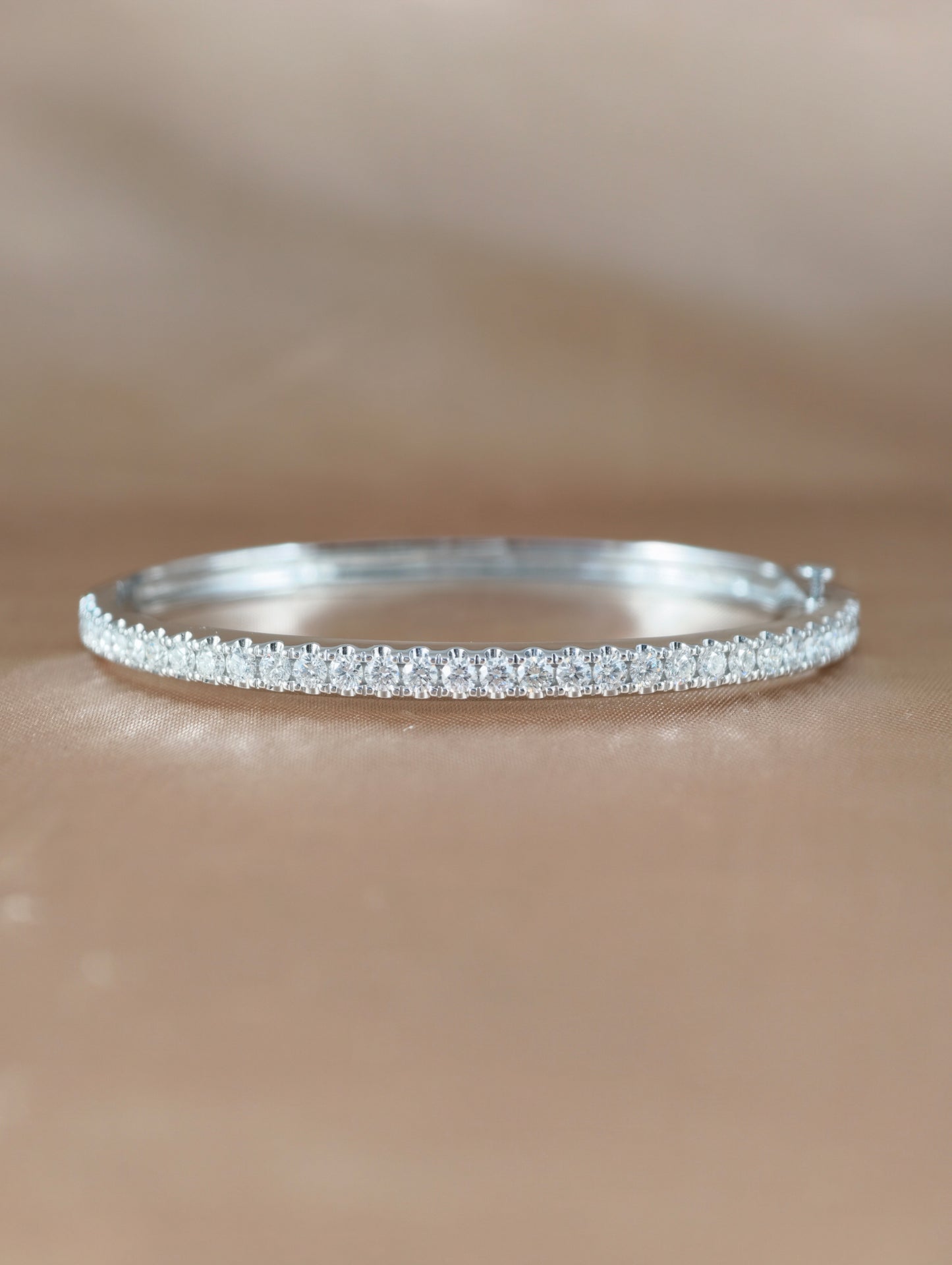Avelisse Natural Diamond Slim Tennis Bangle in 18K White Gold by S.Diamond Bangkok Thailand