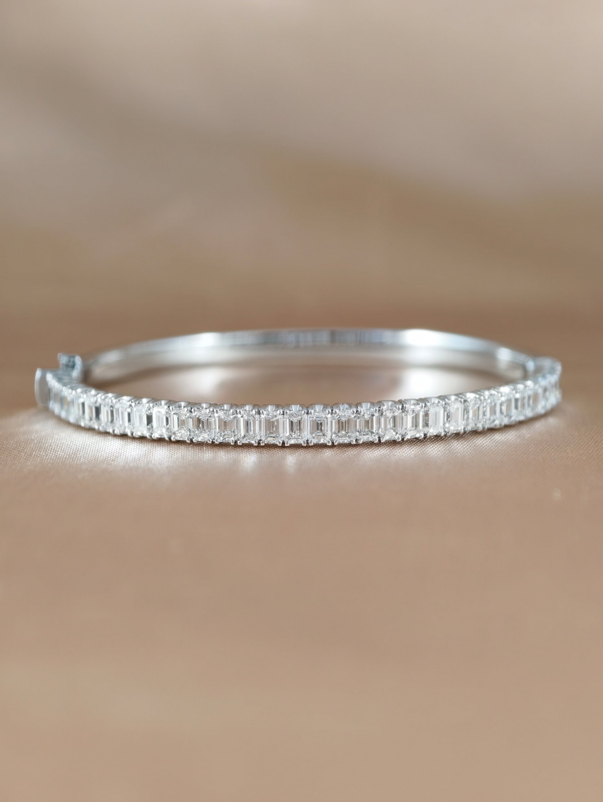 Lunaria Double Row Natural Diamond Bangle in 18K White Gold by S.Diamond Bangkok Thailand
