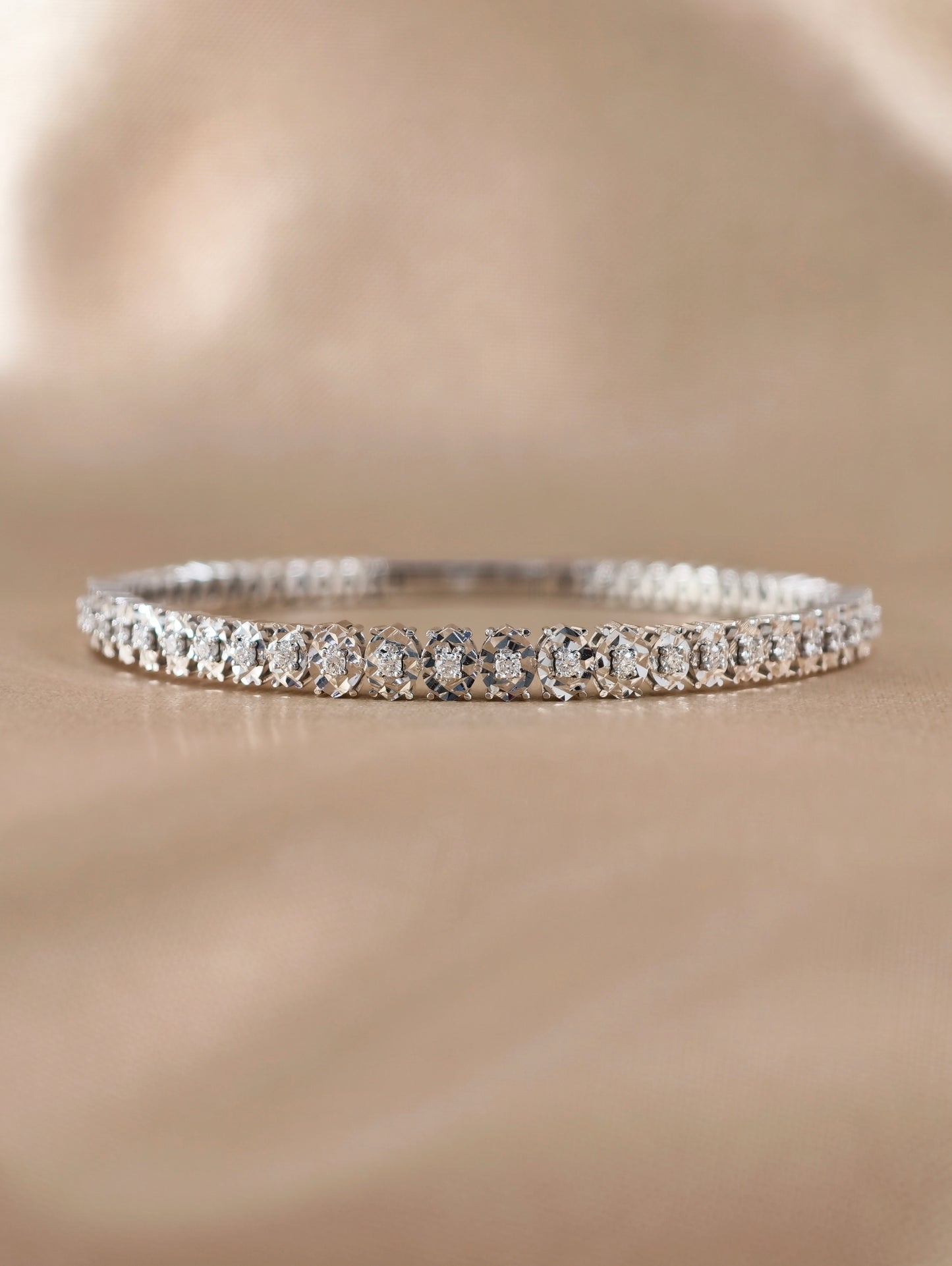 Floréa Natural Diamond Floral Openwork Bangle in 18K White Gold by S.Diamond Bangkok Thailand