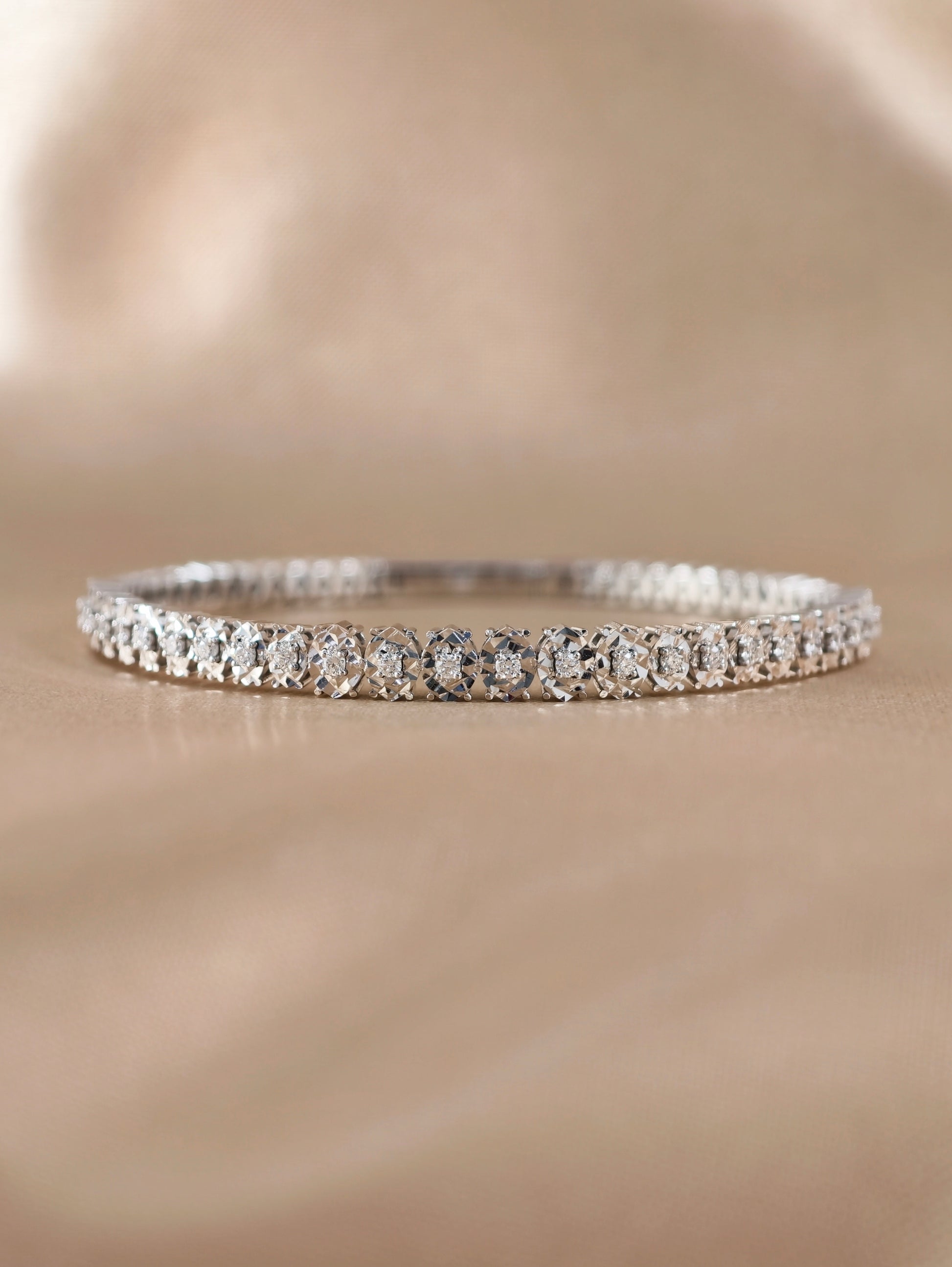 Floréa Natural Diamond Floral Openwork Bangle in 18K White Gold by S.Diamond Bangkok Thailand