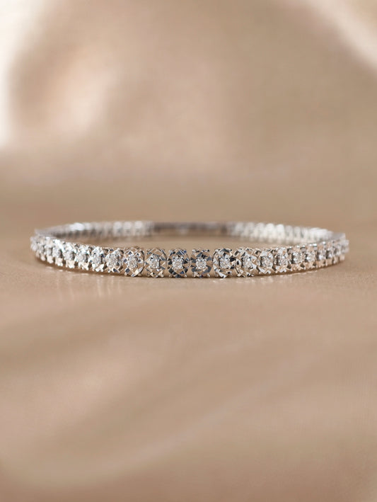Floréa Natural Diamond Floral Openwork Bangle in 18K White Gold by S.Diamond Bangkok Thailand