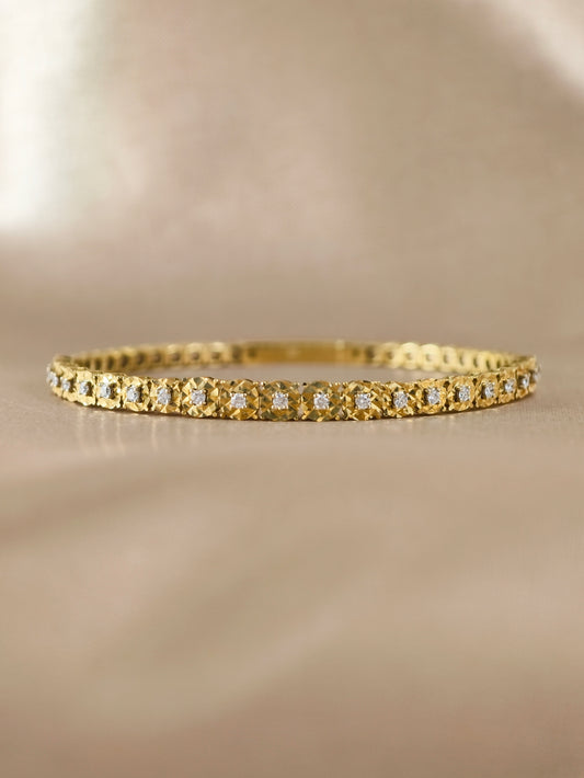 Soleia Natural Diamond Openwork Bangle in 18K Yellow Gold by S.Diamond Bangkok Thailand