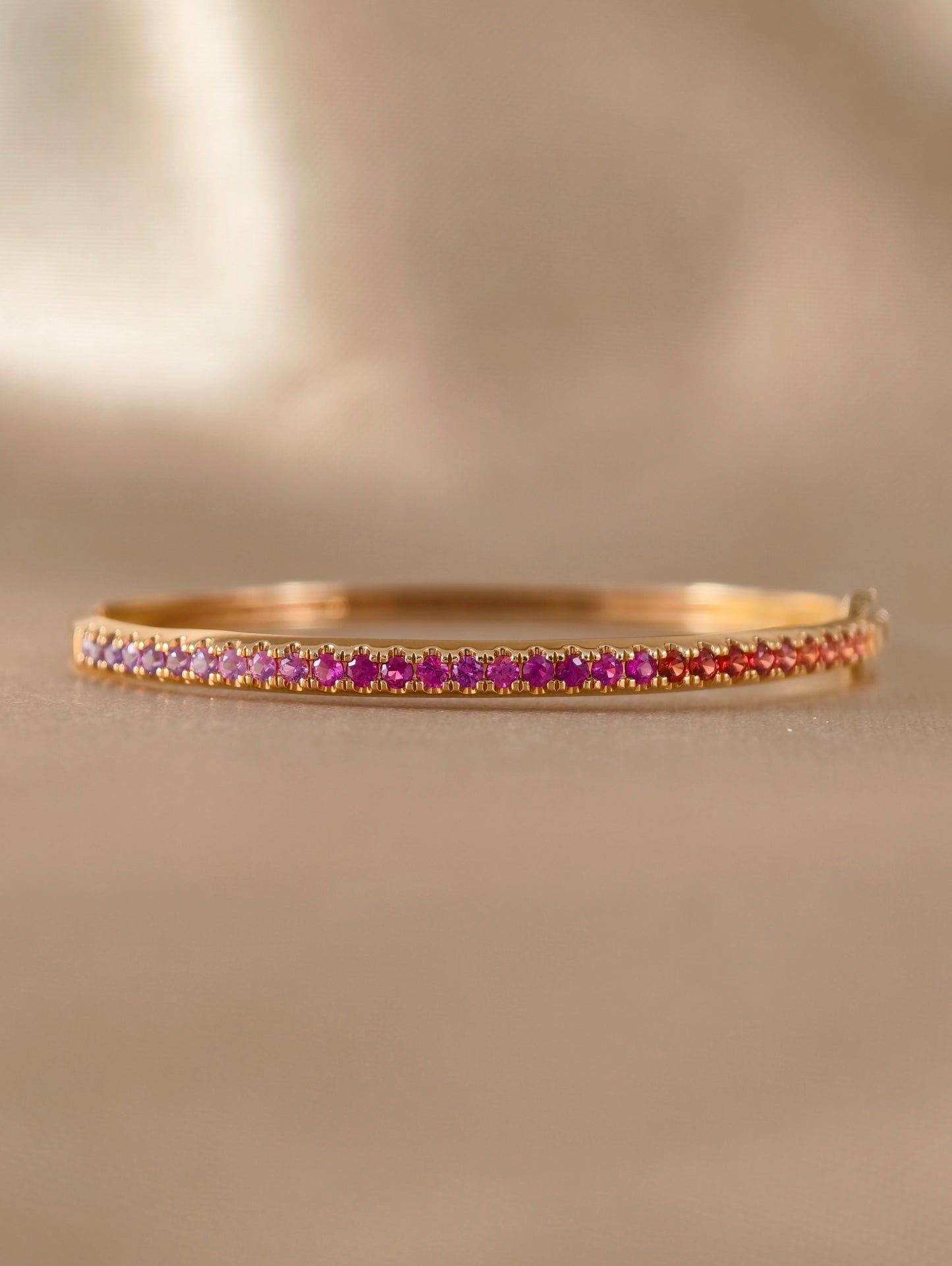 Roséa Gradient Pink and Red Gemstone Bangle in 18K Yellow Gold by S.Diamond