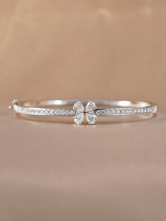 Bellafleur Pear Cut Diamond Flower Bangle in 18K White Gold by S.Diamond Bangkok Thailand