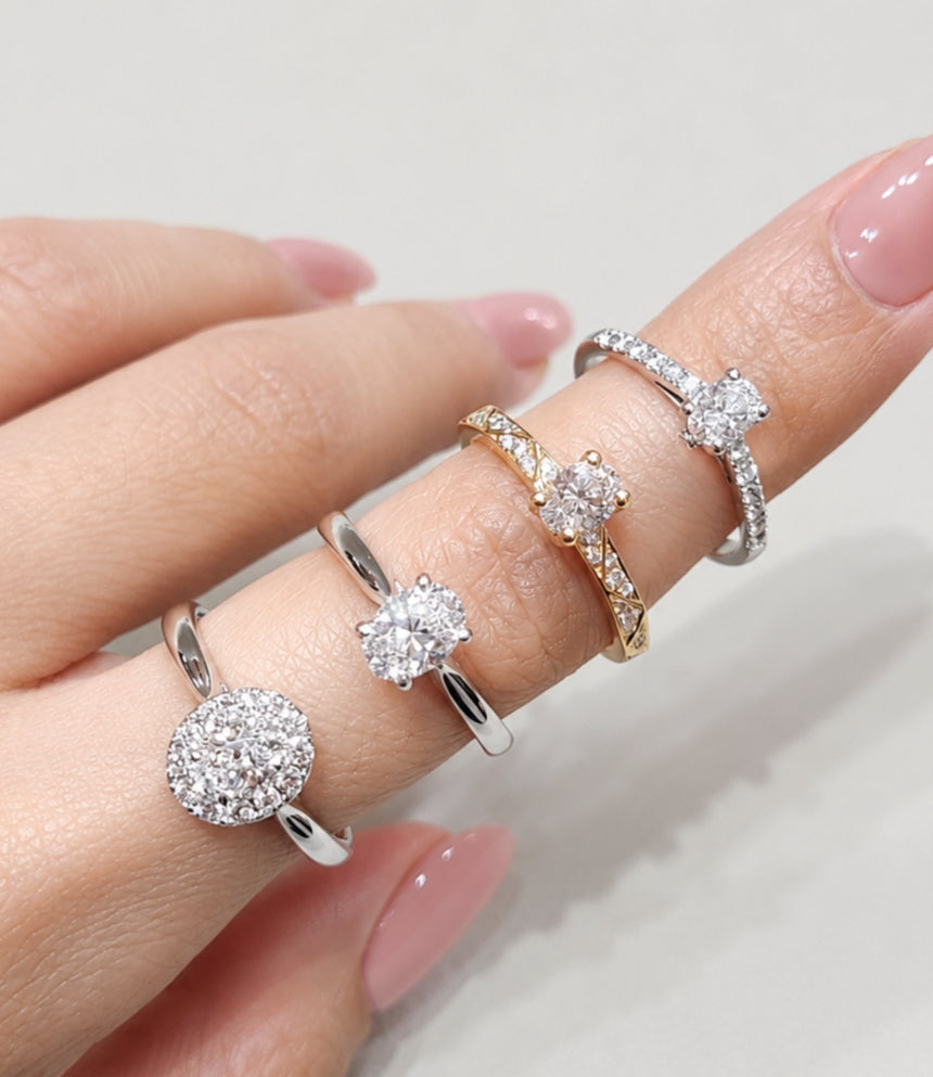 ลองใส่แหวนหมั้นเพชรรูปไข่ Oval Cut Cathedral Pavé จาก S.Diamond กรุงเทพ
