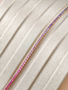 Pink to Blue Sapphire Ombré Tennis Bracelet with pink purple and blue sapphires by S.Diamond