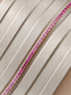 Pink Sapphire Ombré Tennis Bracelet with gradient pink sapphires by S.Diamond