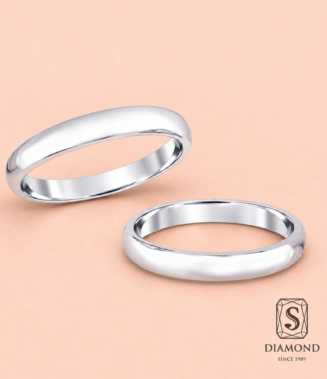 Round Gloss women's wedding ring in 18K white gold by S.Diamond Bangkok Thailand