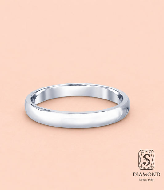 Round Gloss women's wedding ring in 18K white gold by S.Diamond Bangkok Thailand