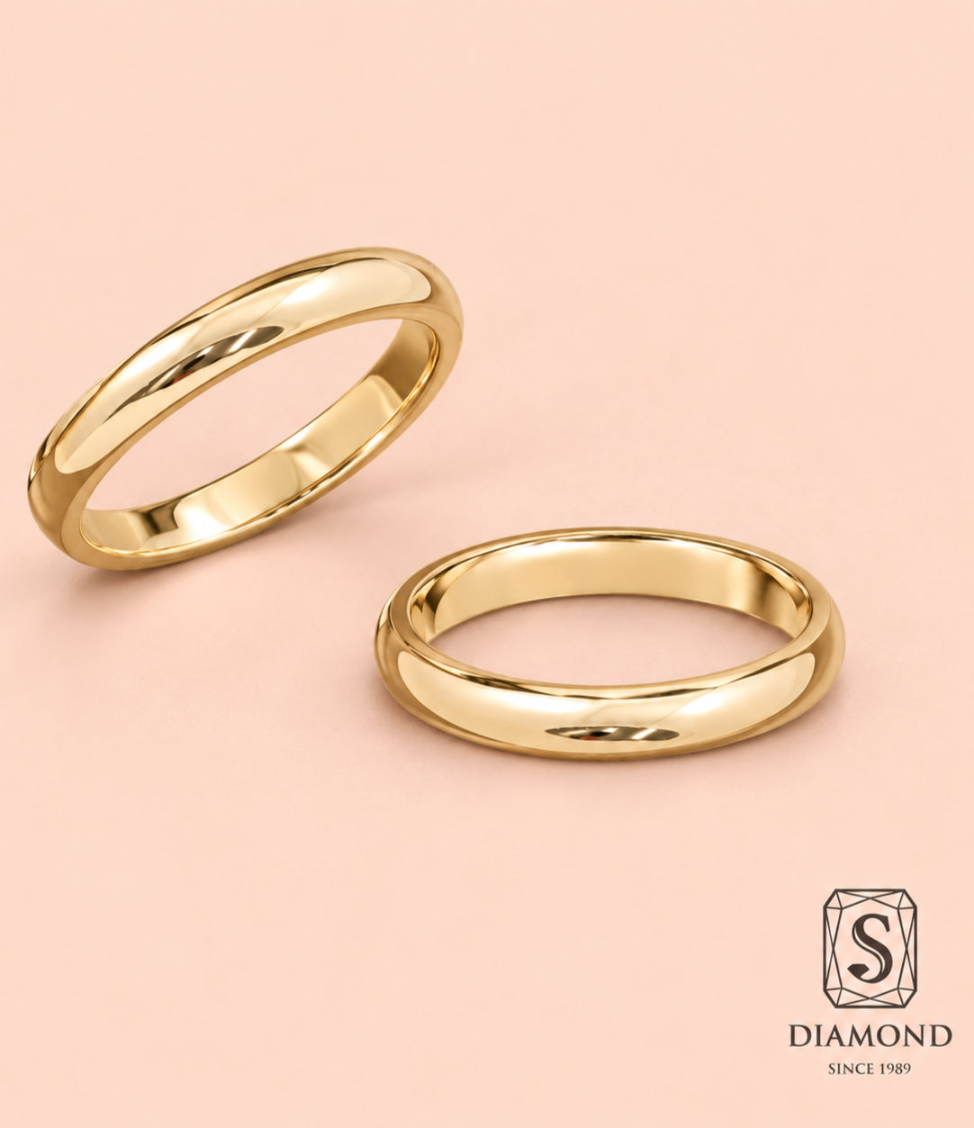 Round Gloss women's wedding ring in 18K yellow gold by S.Diamond Bangkok Thailand
