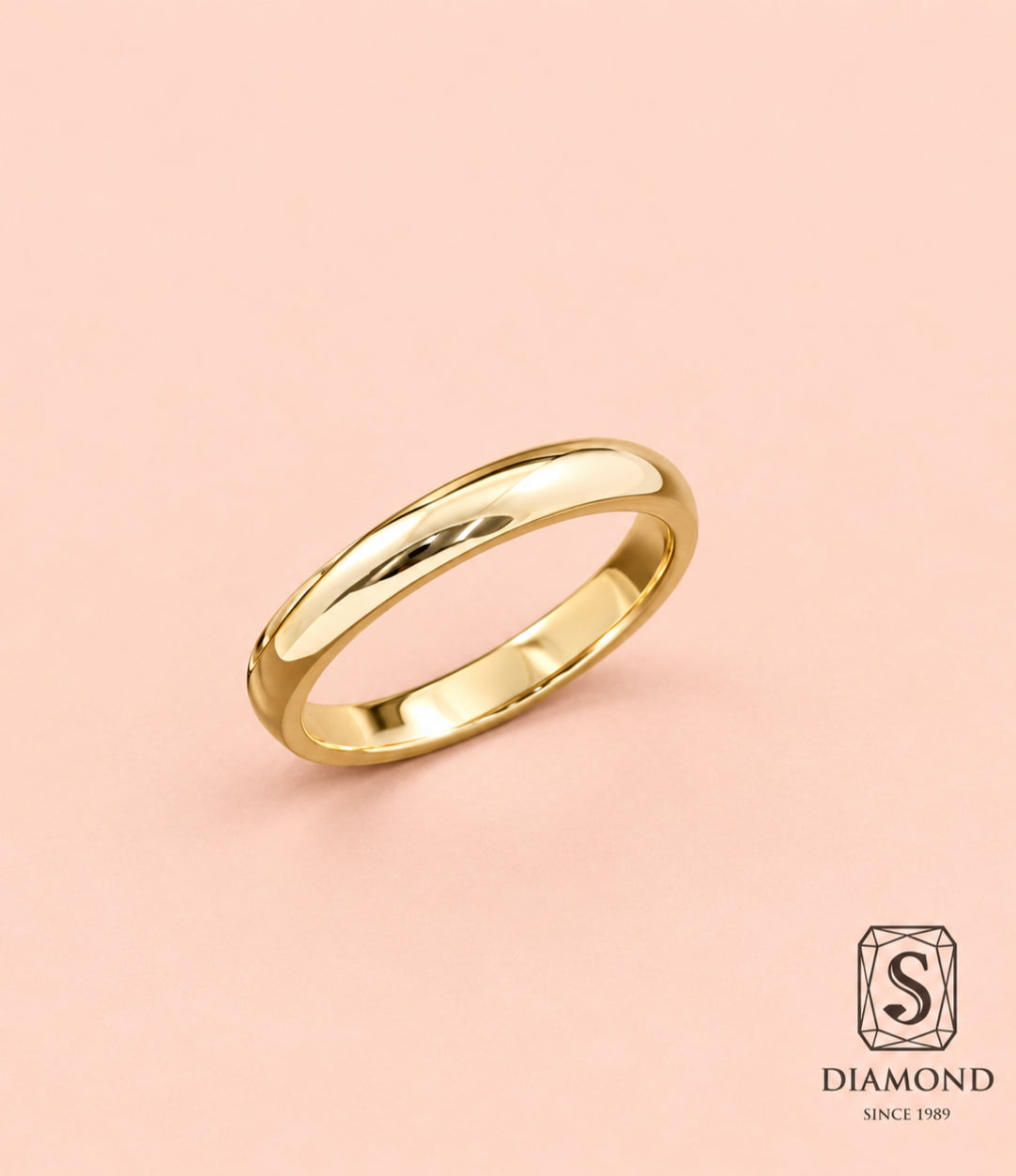 Round Gloss women's wedding ring in 18K yellow gold by S.Diamond Bangkok Thailand