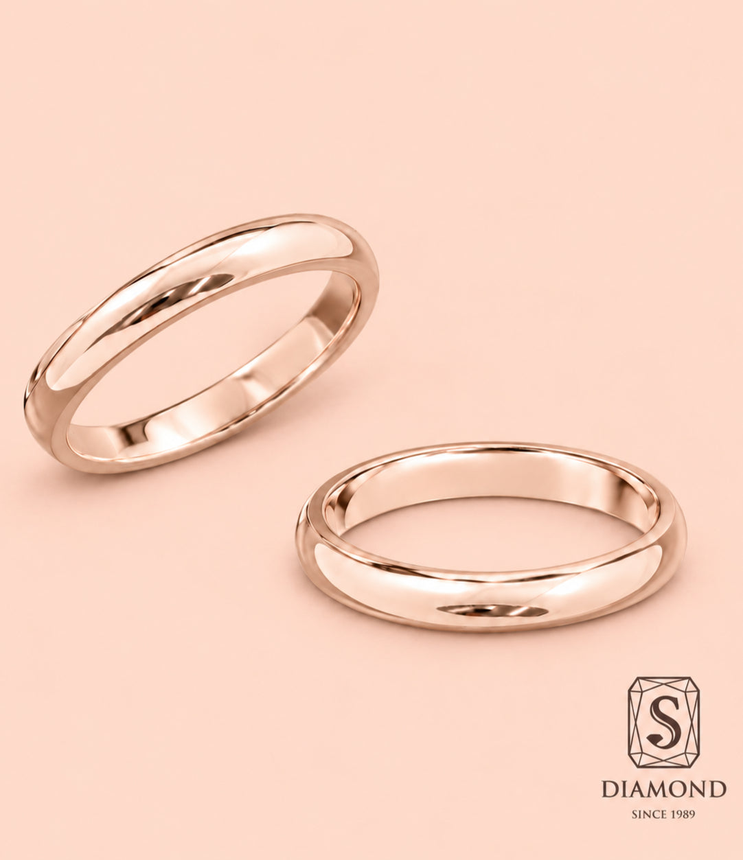 Round Gloss women's wedding ring in 18K pink gold by S.Diamond Bangkok Thailand