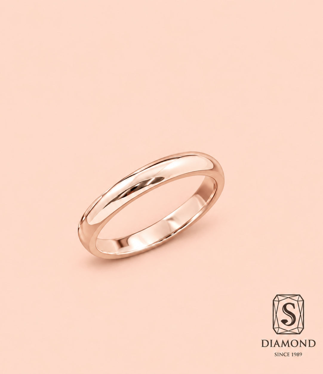 Round Gloss women's wedding ring in 18K pink gold by S.Diamond Bangkok Thailand